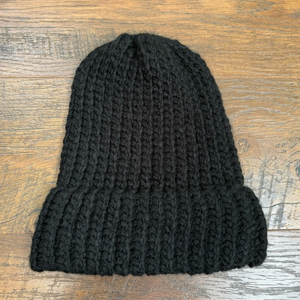 New Hand Knit Black Winter Beanie/Hat